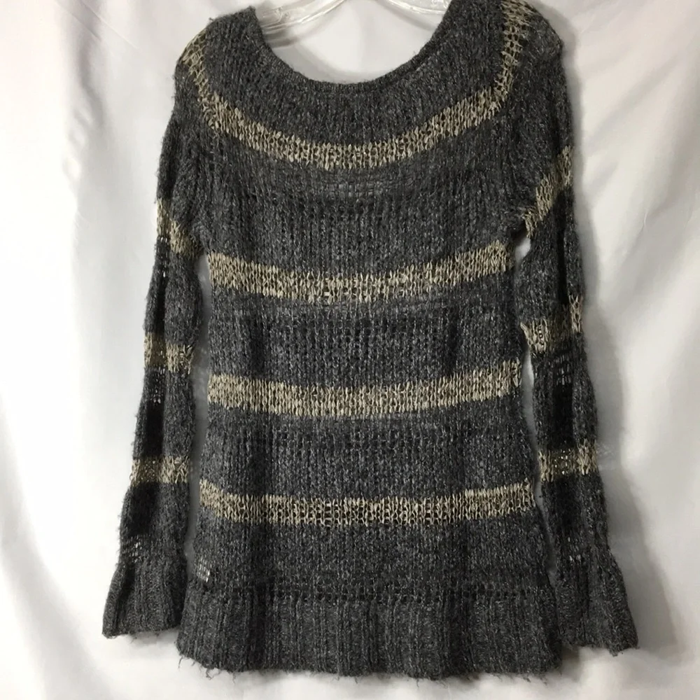 Lauren Conrad Gray and Gold Sheer Sweater Size XS GREAT Condition
